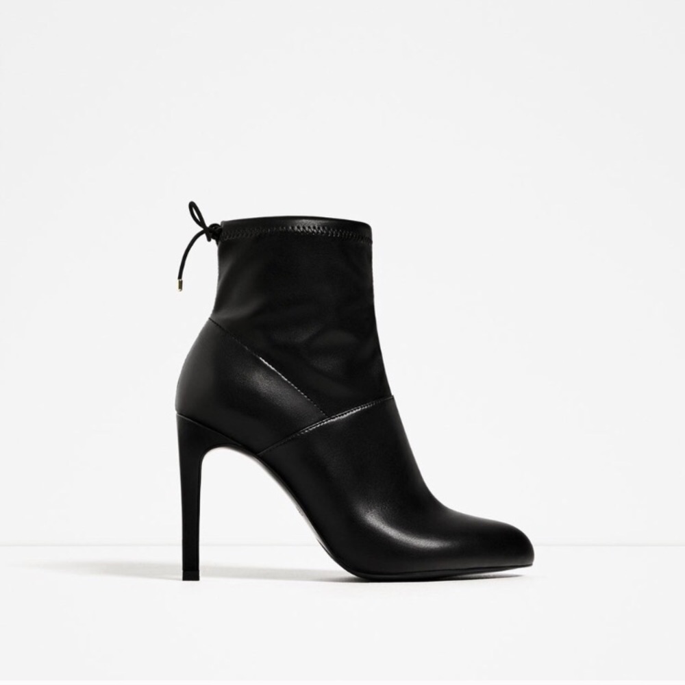 ZARA STRETCH HIGH HEEL ANKLE BLACK BOOTS BRAND NEW WITH TAGS US 6 EUR 36